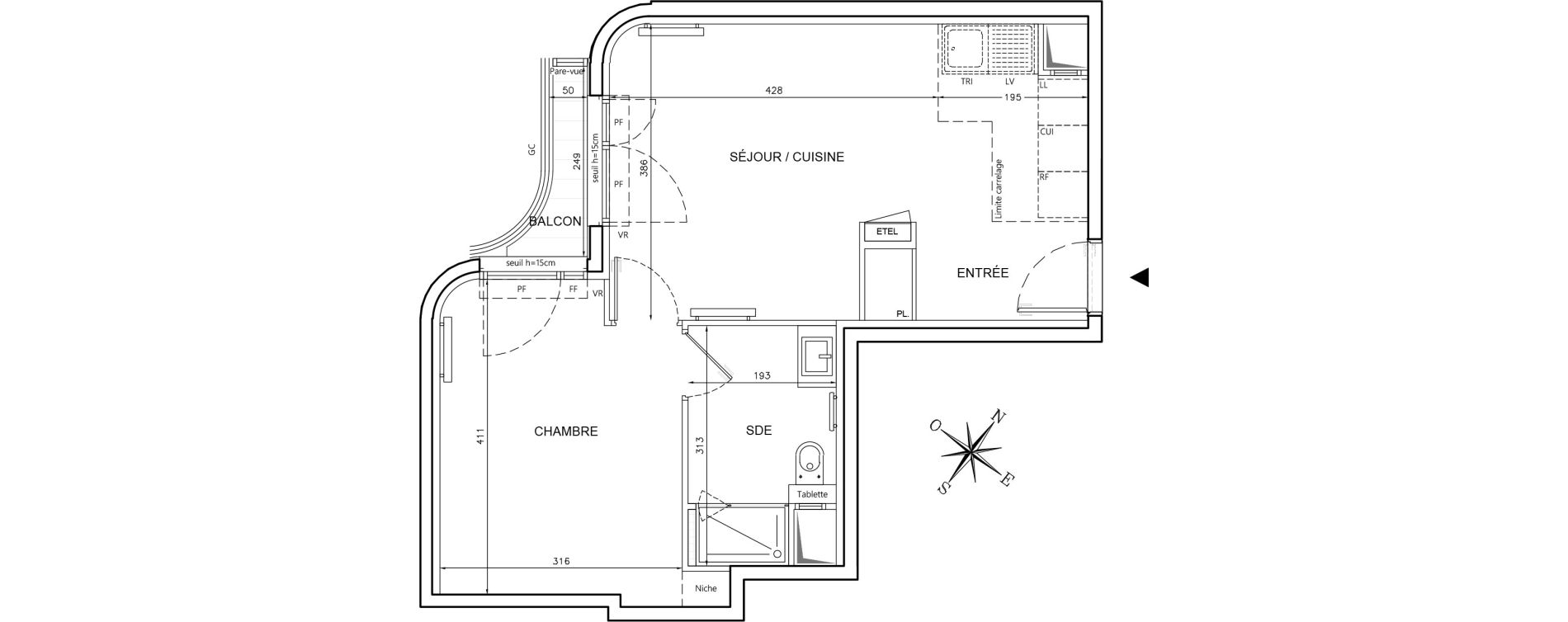 Appartement T2 de 41,49 m2 &agrave; Clichy Gabriel peri