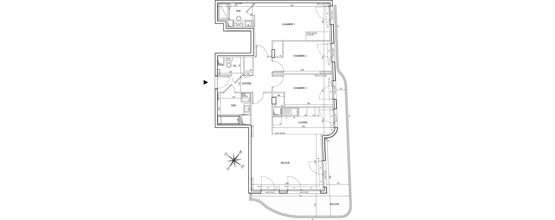 Appartement T4 de 92,60 m2 &agrave; Clichy Gabriel peri