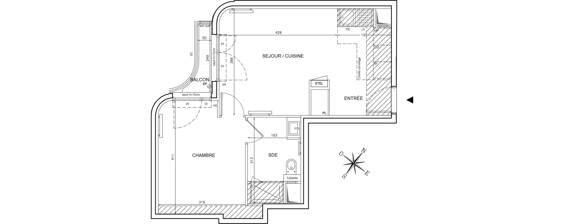 Appartement T2 de 41,52 m2 &agrave; Clichy Gabriel peri