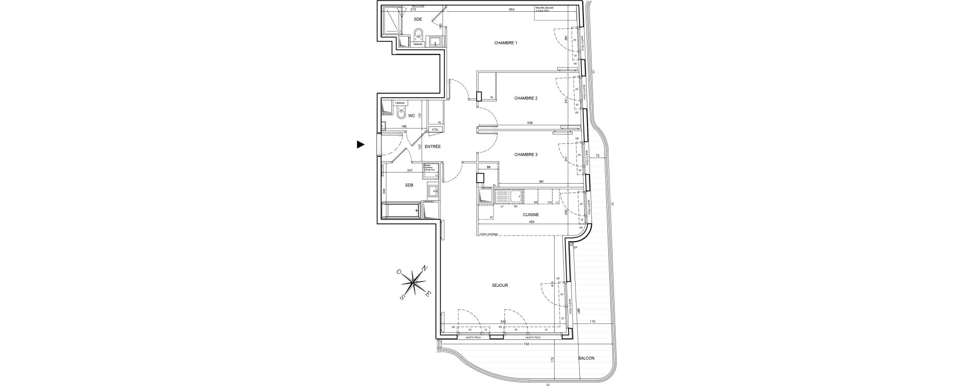 Appartement T4 de 92,64 m2 &agrave; Clichy Gabriel peri