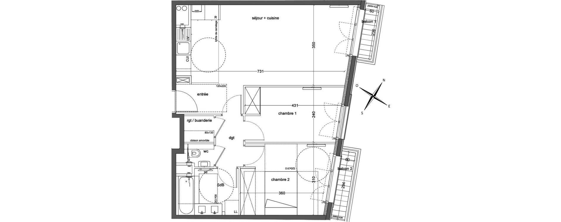 Appartement T3 de 61,47 m2 &agrave; Clichy Cit&eacute; nouvelle