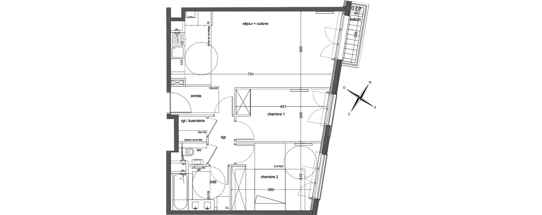 Appartement T3 de 61,47 m2 &agrave; Clichy Cit&eacute; nouvelle