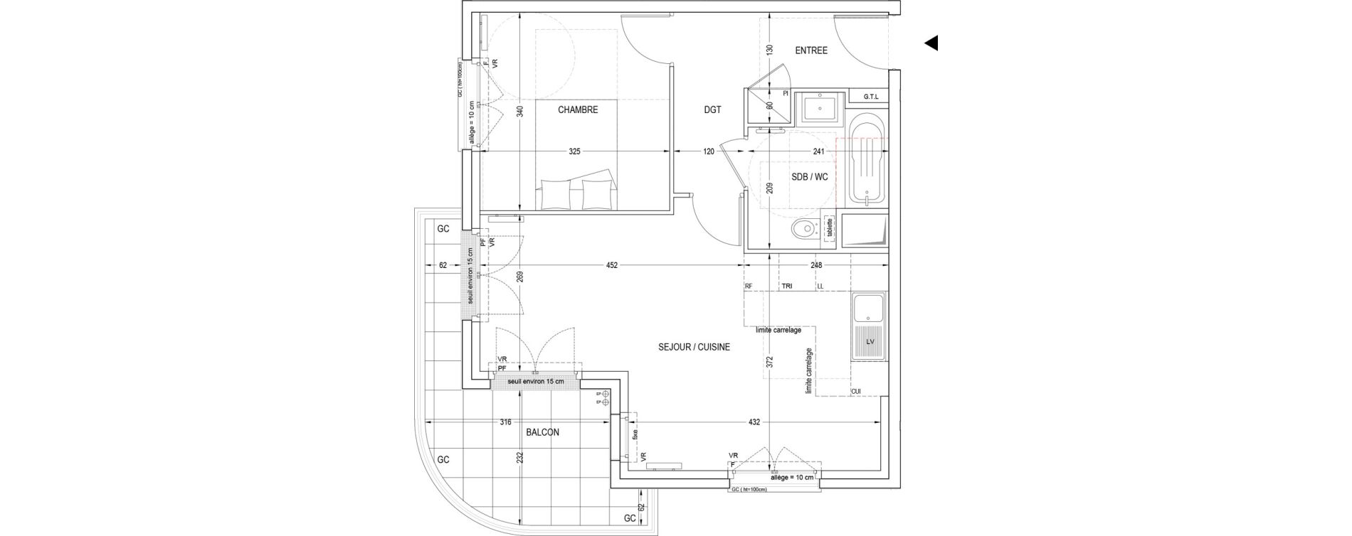 Appartement T2 de 48,49 m2 &agrave; Clichy Entr&eacute;e de ville