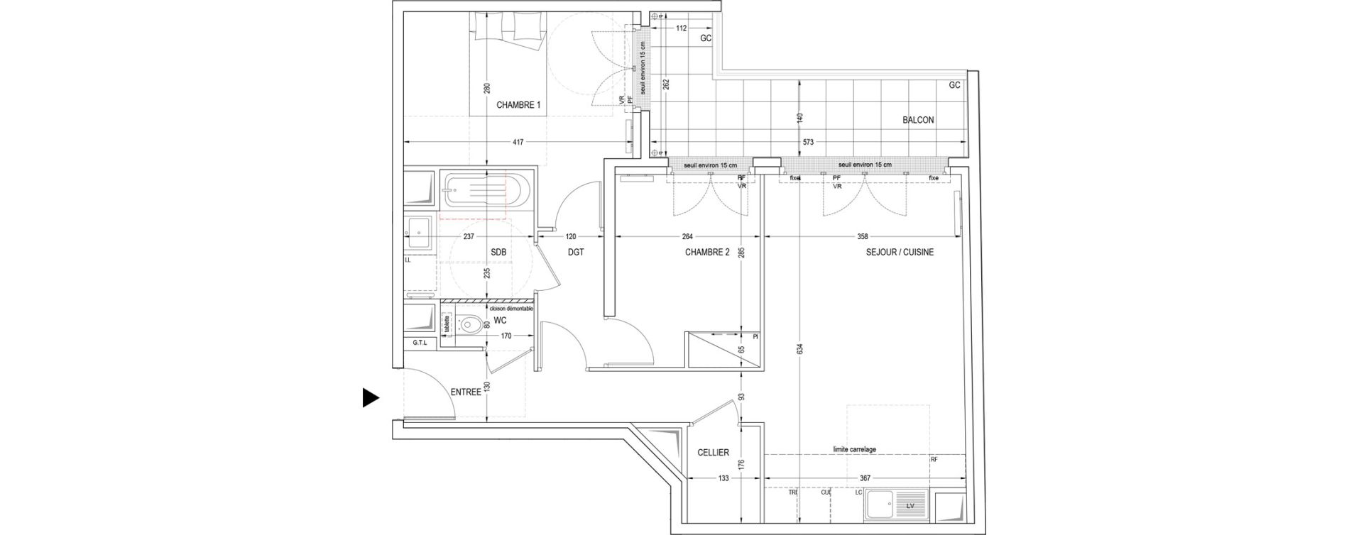 Appartement T3 de 63,52 m2 &agrave; Clichy Entr&eacute;e de ville