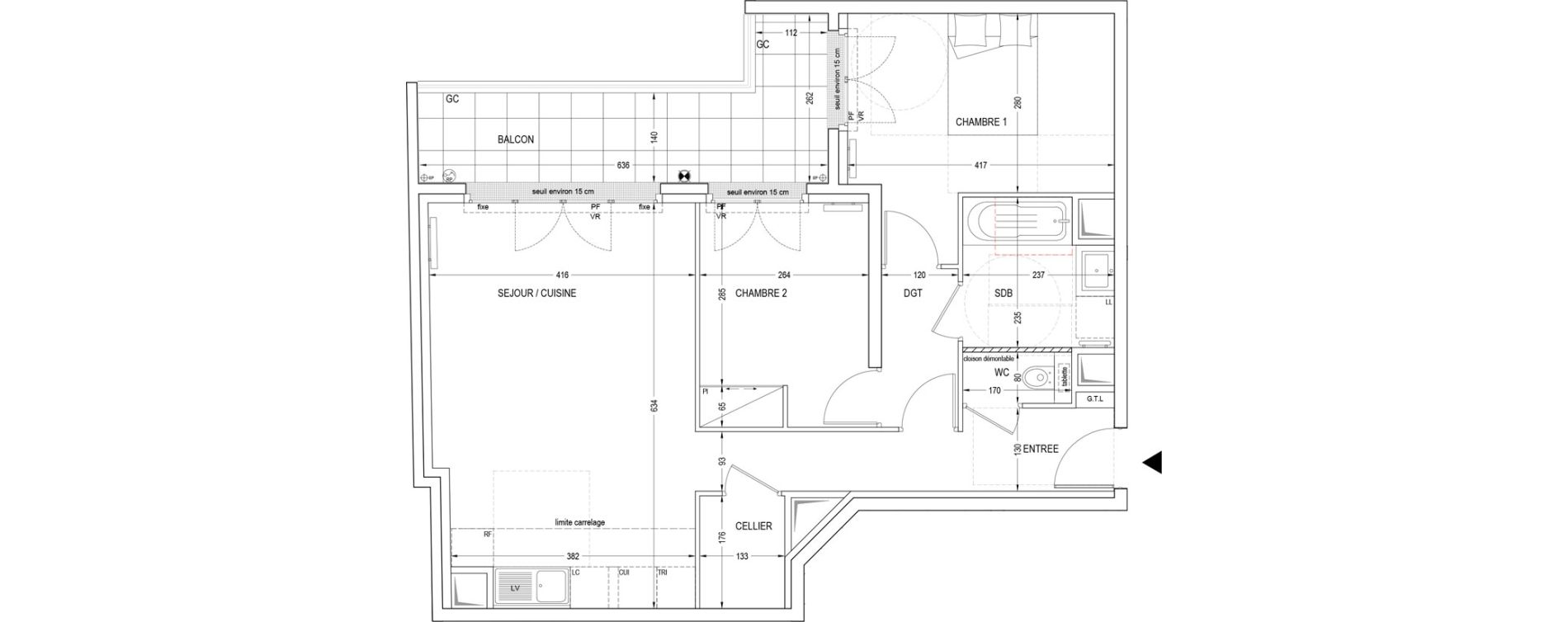 Appartement T3 de 66,08 m2 &agrave; Clichy Entr&eacute;e de ville