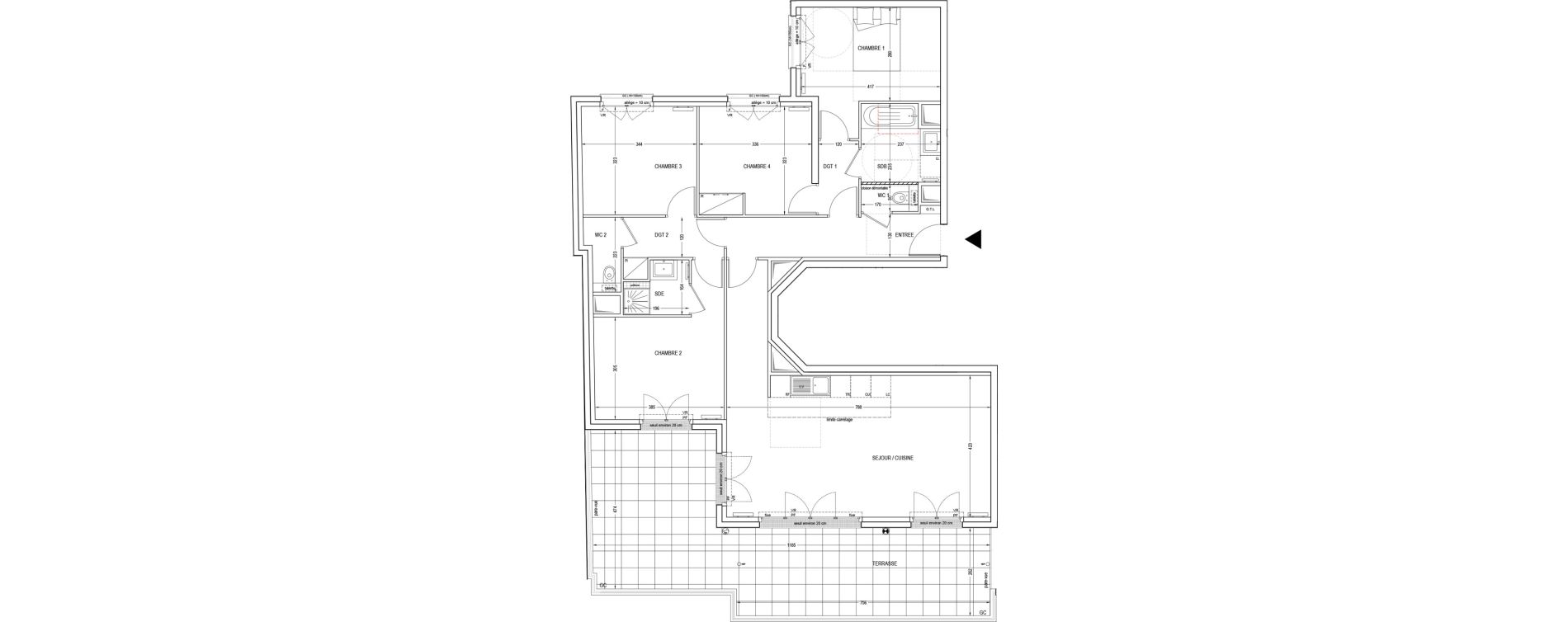 Appartement T5 de 111,88 m2 &agrave; Clichy Entr&eacute;e de ville