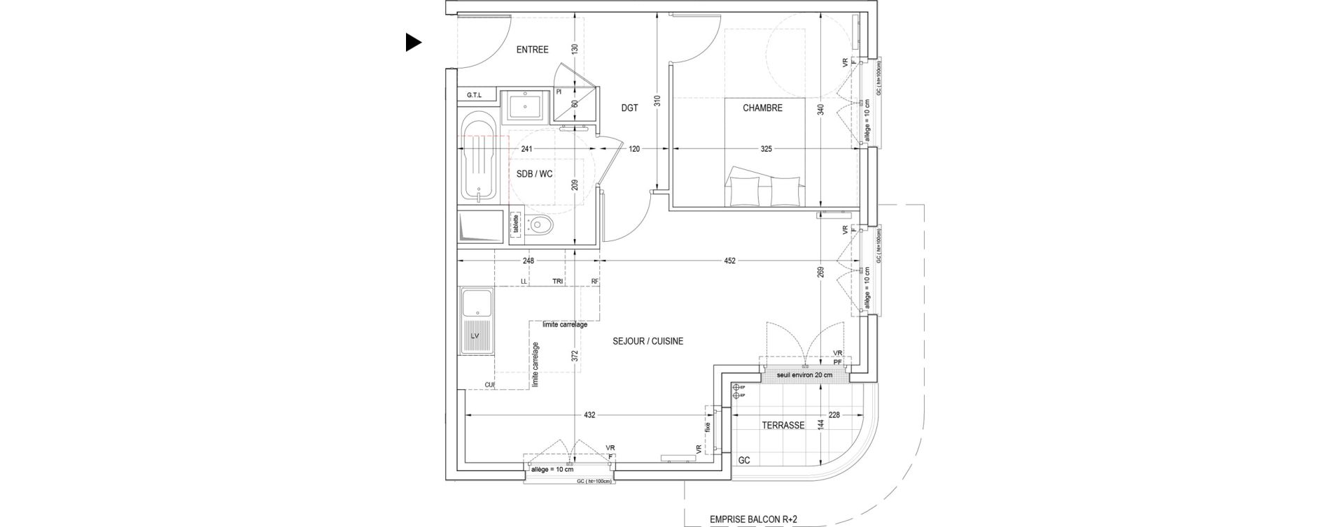 Appartement T2 de 48,49 m2 &agrave; Clichy Entr&eacute;e de ville