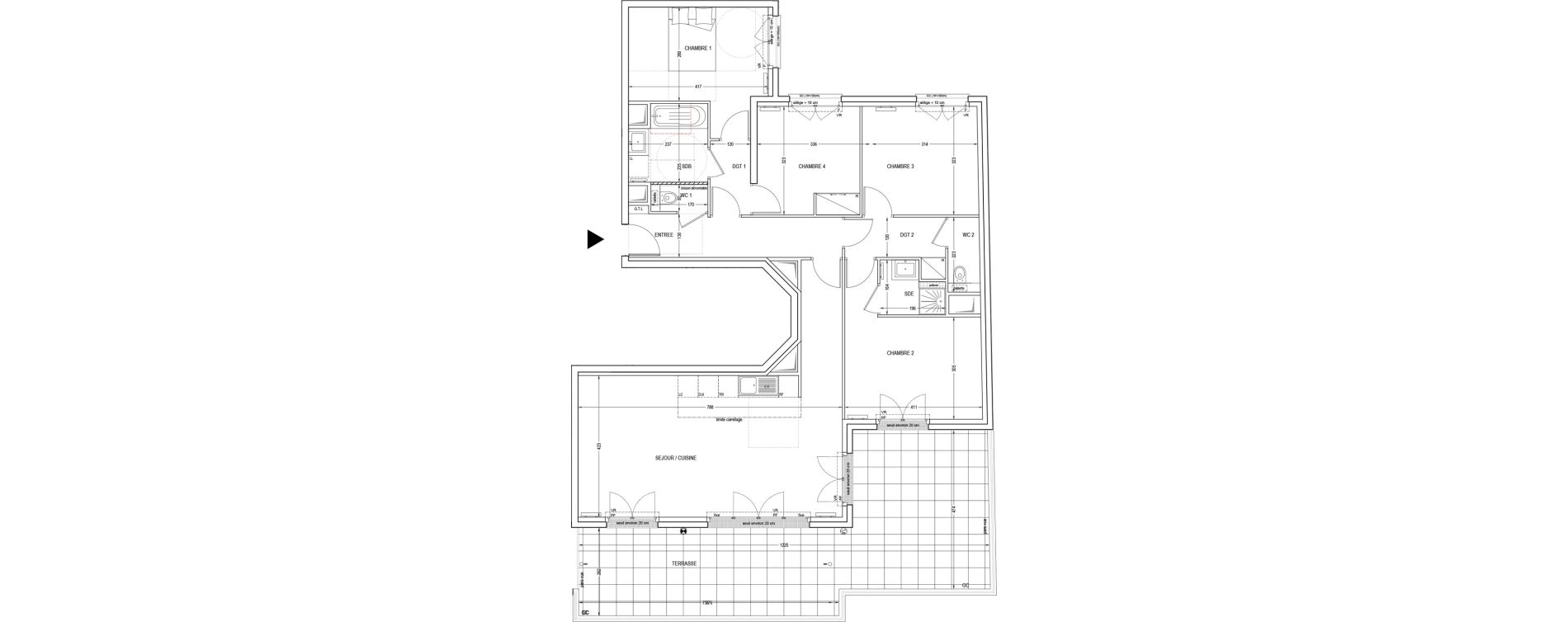 Appartement T5 de 111,61 m2 &agrave; Clichy Entr&eacute;e de ville