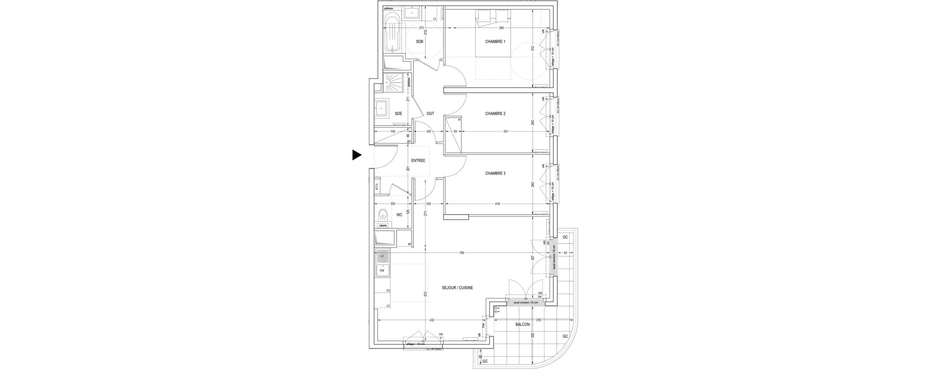 Appartement T4 de 82,47 m2 &agrave; Clichy Entr&eacute;e de ville