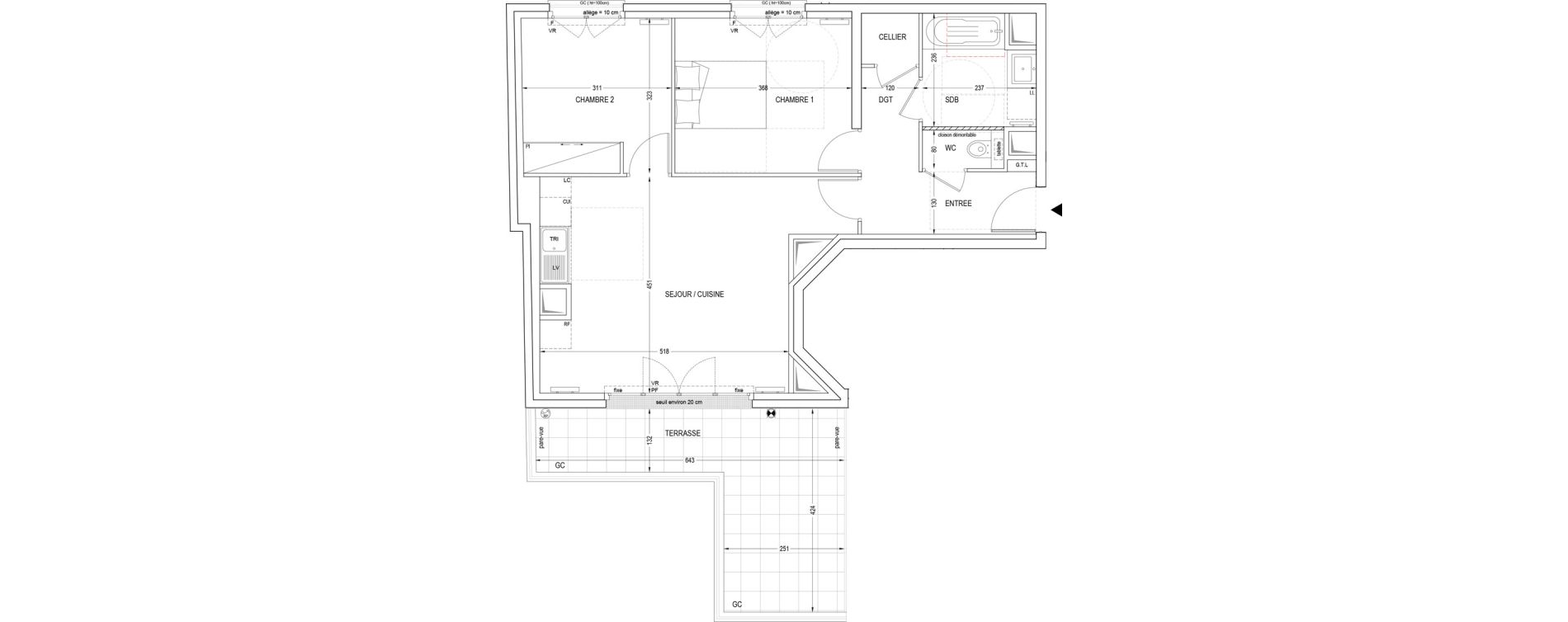 Appartement T3 de 61,70 m2 &agrave; Clichy Entr&eacute;e de ville