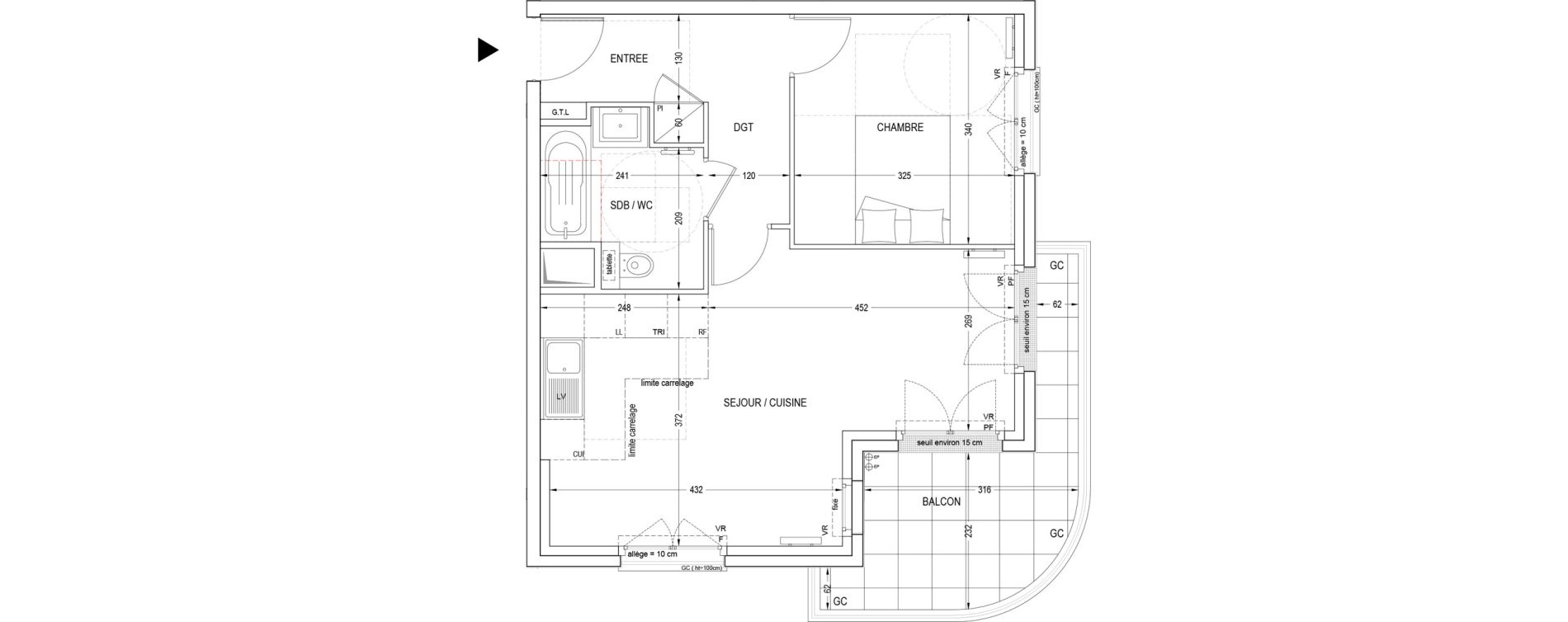 Appartement T2 de 48,49 m2 &agrave; Clichy Entr&eacute;e de ville