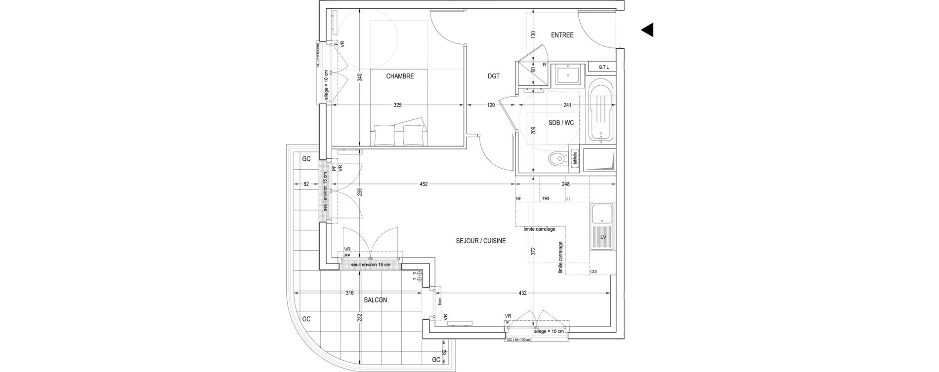 Appartement T2 de 48,49 m2 &agrave; Clichy Entr&eacute;e de ville