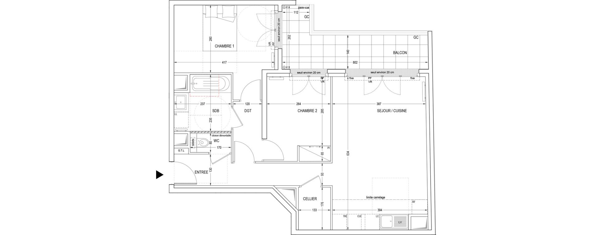 Appartement T3 de 65,20 m2 &agrave; Clichy Entr&eacute;e de ville