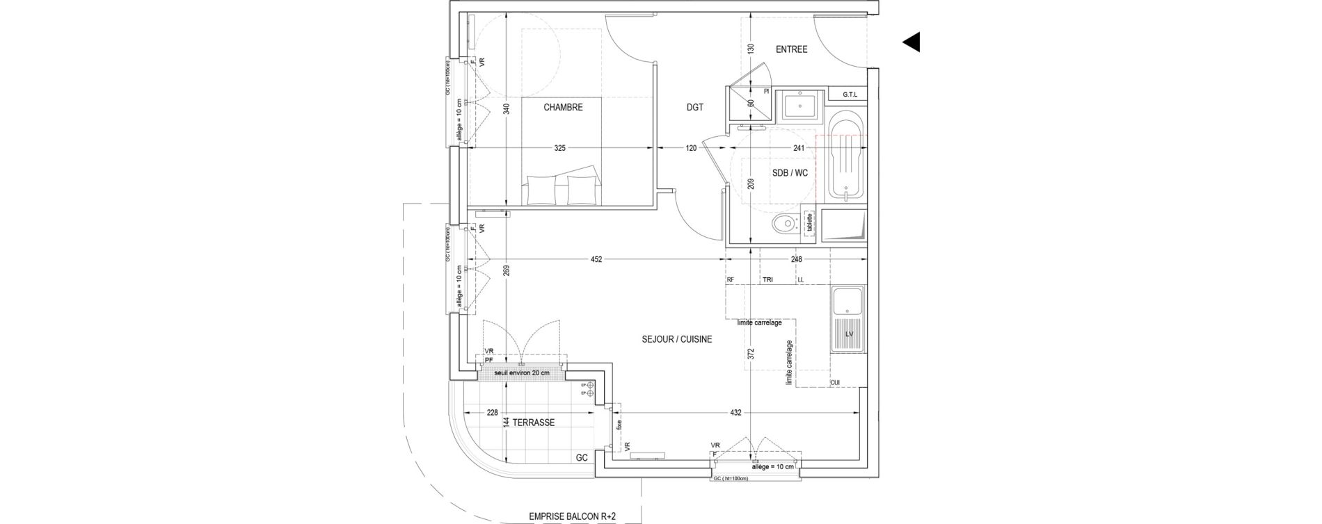 Appartement T2 de 48,49 m2 &agrave; Clichy Entr&eacute;e de ville