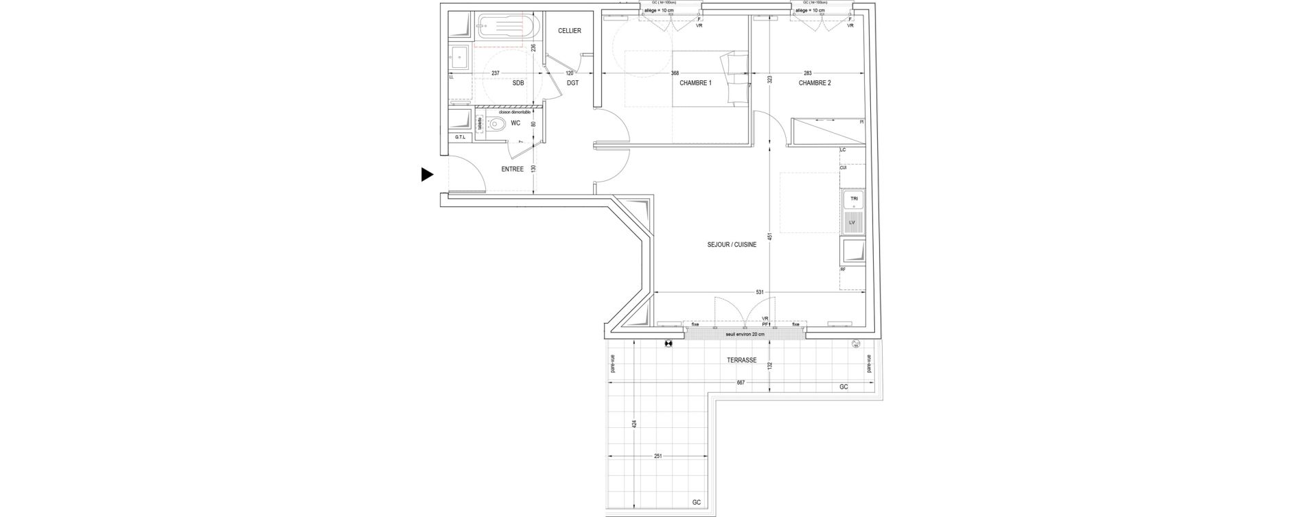 Appartement T3 de 61,39 m2 &agrave; Clichy Entr&eacute;e de ville