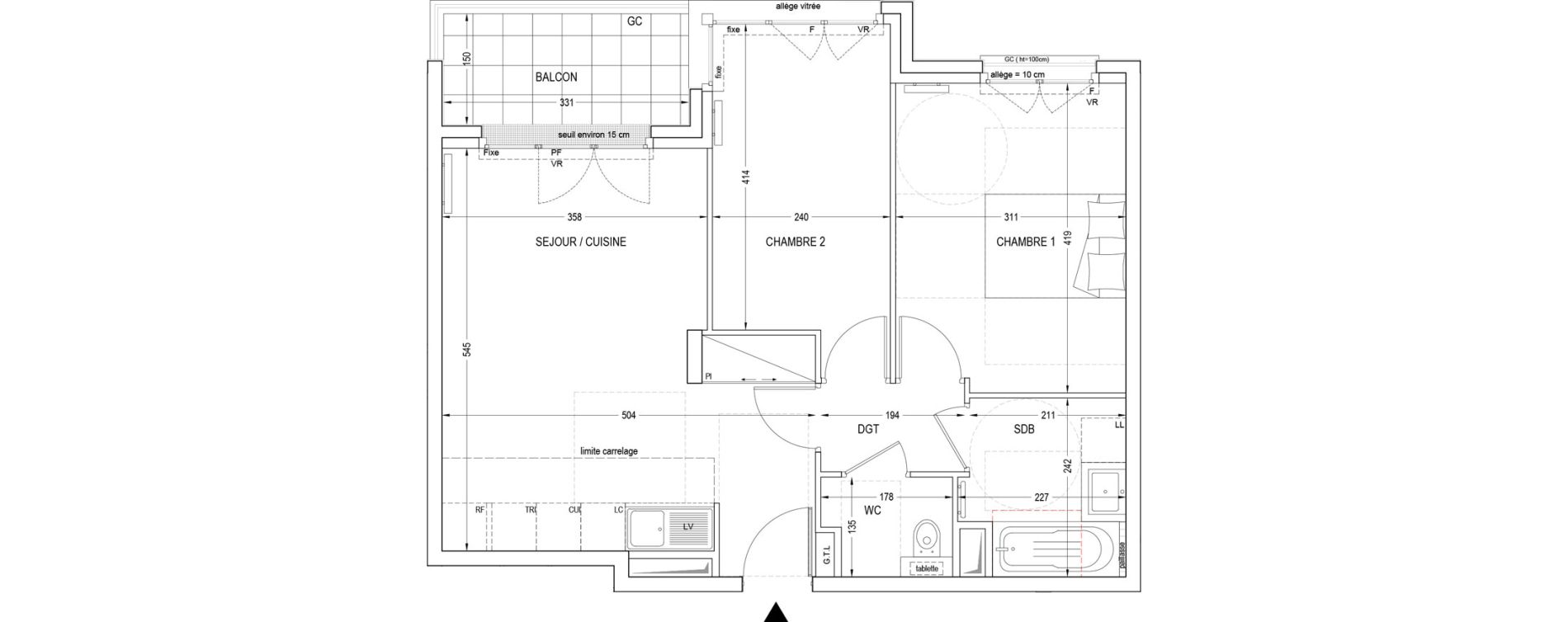 Appartement T3 de 56,96 m2 &agrave; Clichy Entr&eacute;e de ville