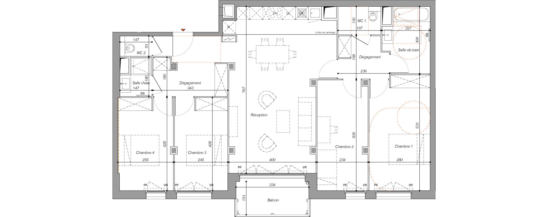 Appartement T5 de 106,30 m2 &agrave; Clichy Centre