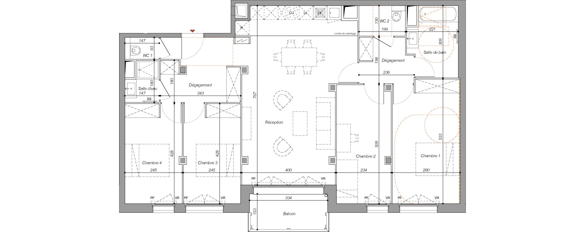 Appartement T5 de 106,60 m2 &agrave; Clichy Centre