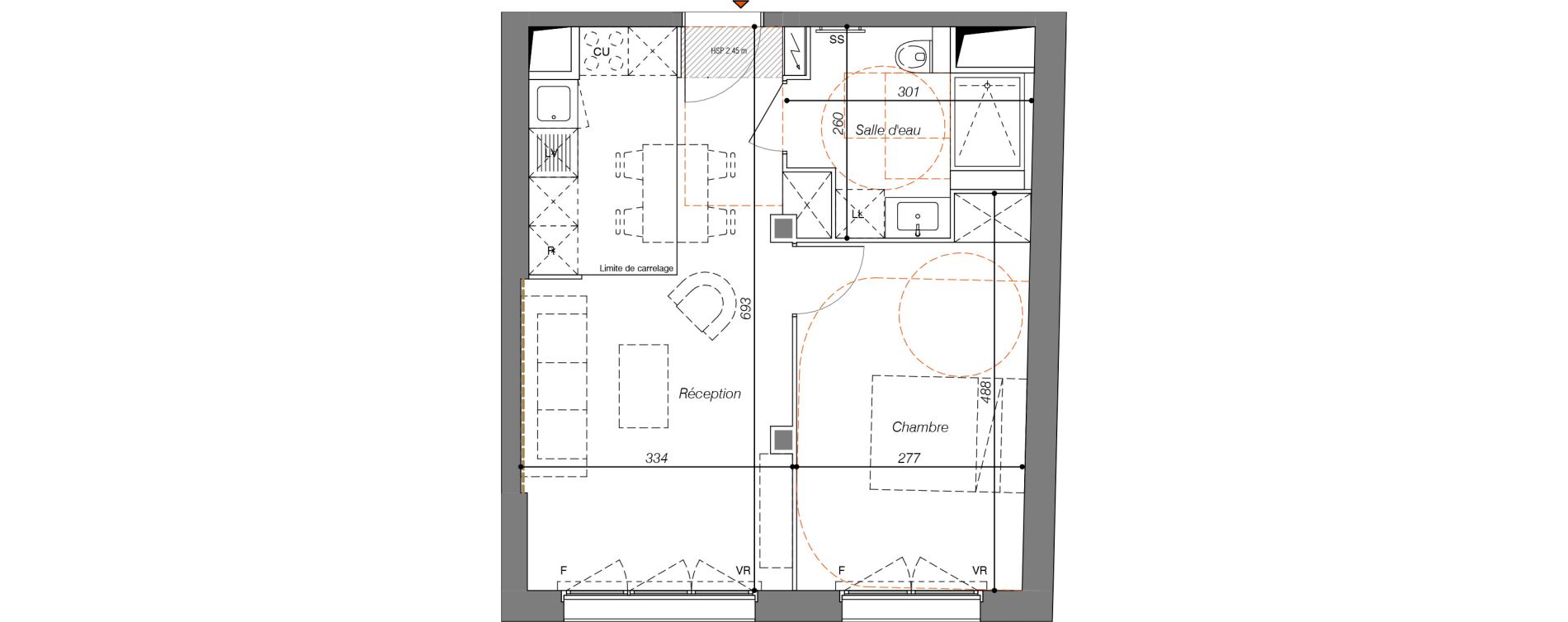 Appartement T2 de 40,90 m2 &agrave; Clichy Centre