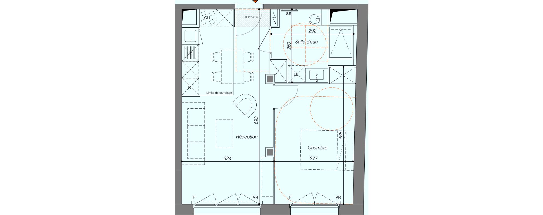 Appartement T2 de 40,60 m2 &agrave; Clichy Centre