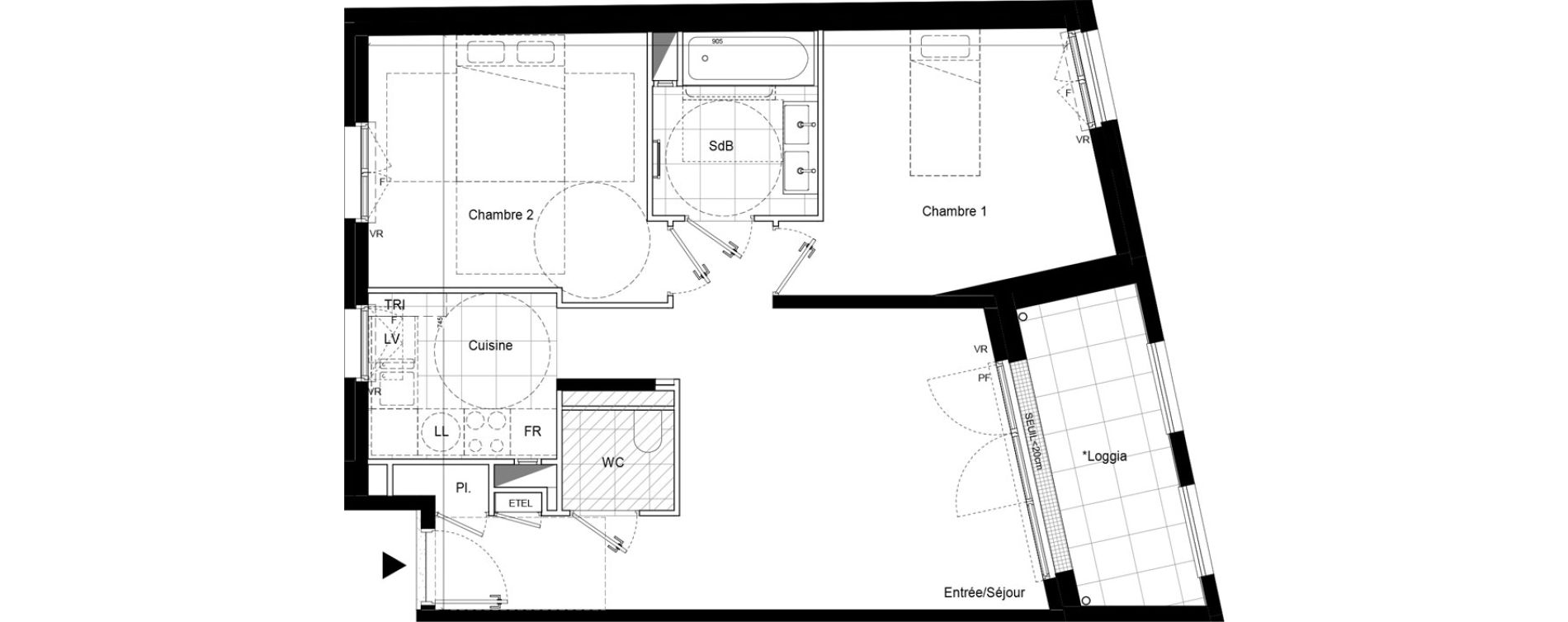 Appartement T3 de 61,05 m2 &agrave; Clichy Bac d'asni&egrave;res