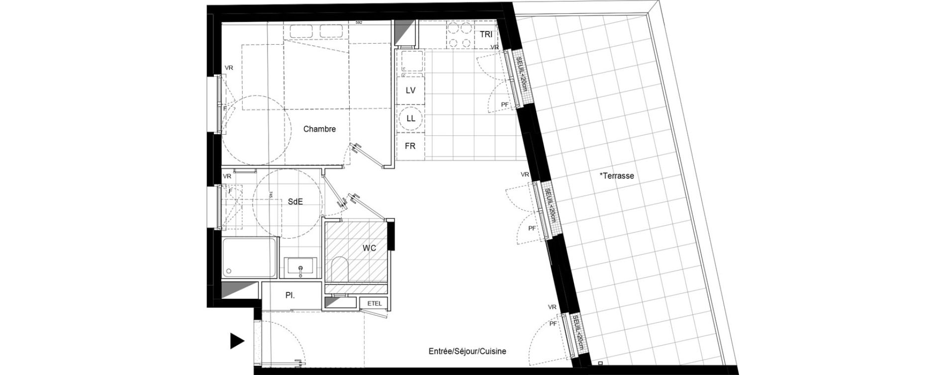 Appartement T2 de 46,51 m2 &agrave; Clichy Bac d'asni&egrave;res