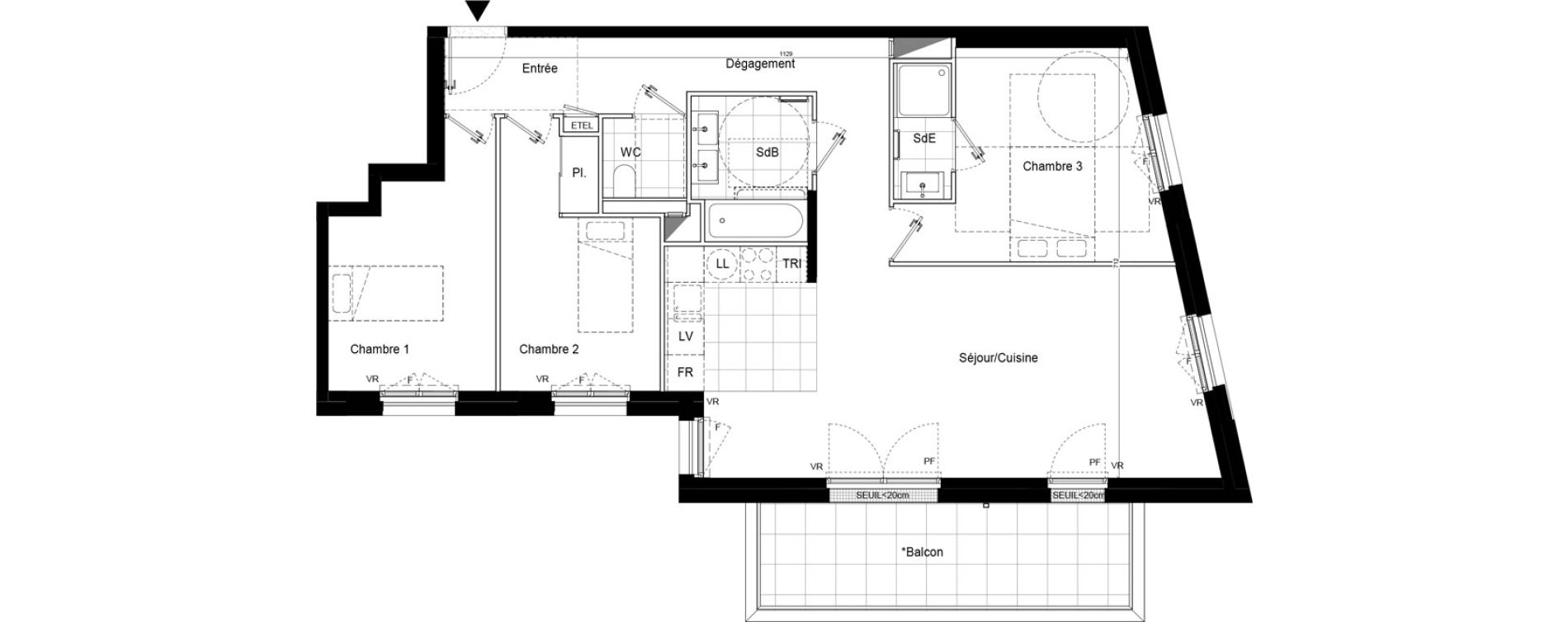 Appartement T4 de 83,45 m2 &agrave; Clichy Bac d'asni&egrave;res
