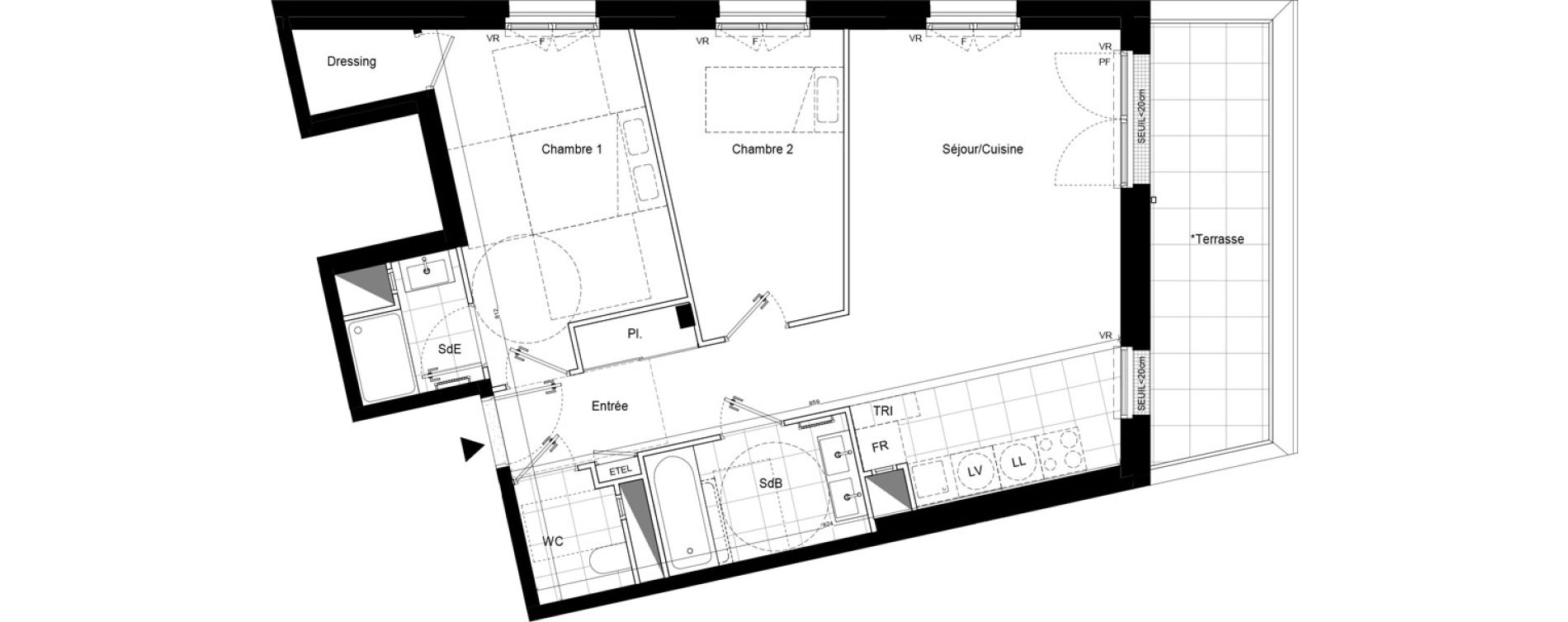 Appartement T3 de 64,35 m2 &agrave; Clichy Bac d'asni&egrave;res