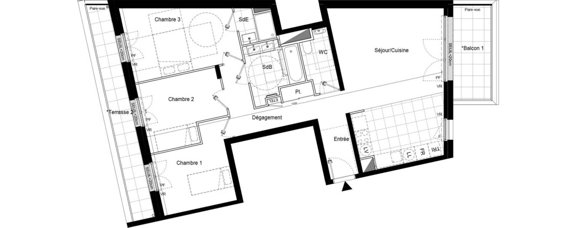 Appartement T4 de 86,01 m2 &agrave; Clichy Bac d'asni&egrave;res