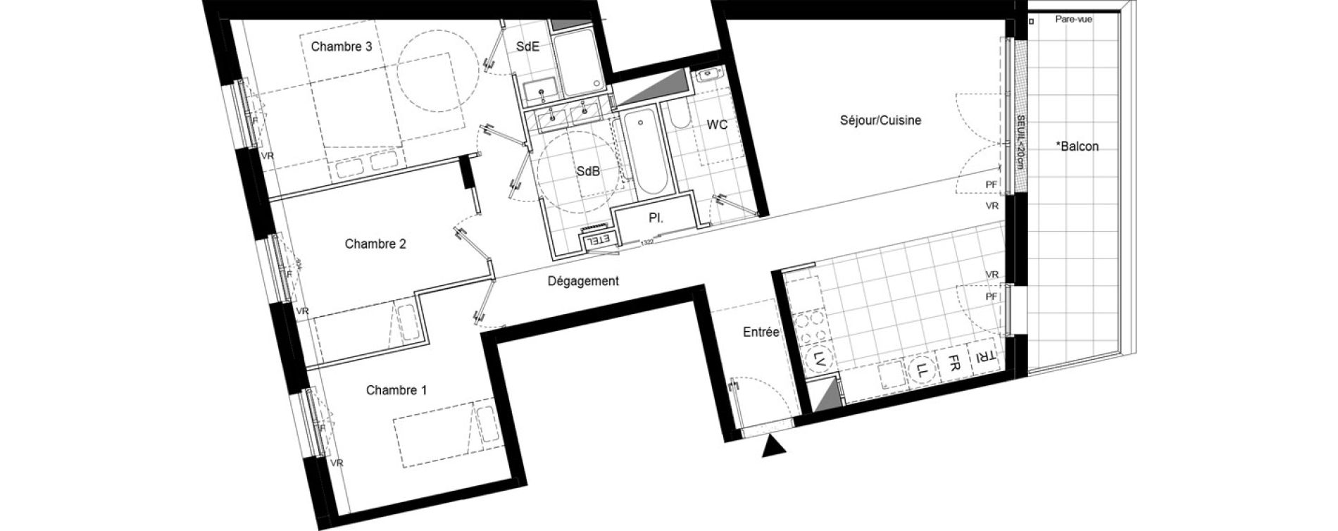 Appartement T4 de 86,01 m2 &agrave; Clichy Bac d'asni&egrave;res