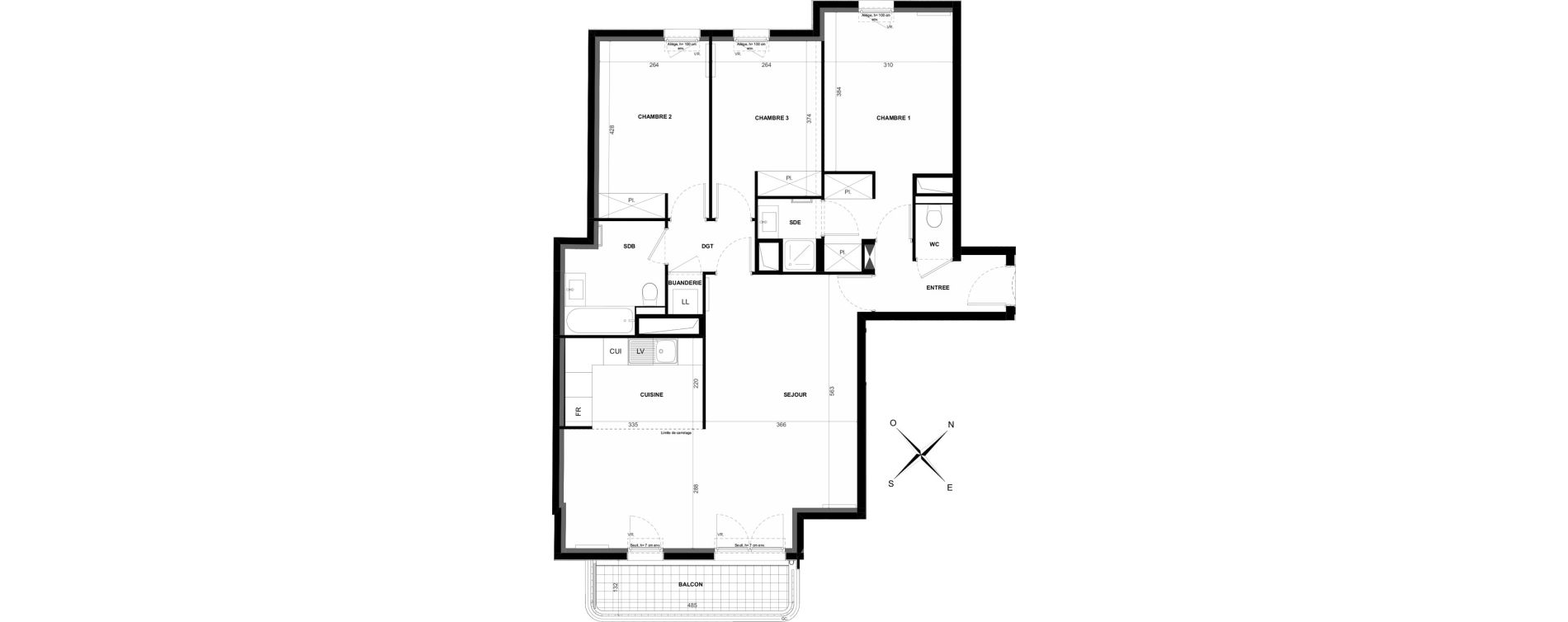 Appartement T4 de 94,14 m2 &agrave; Clichy Entr&eacute;e de ville