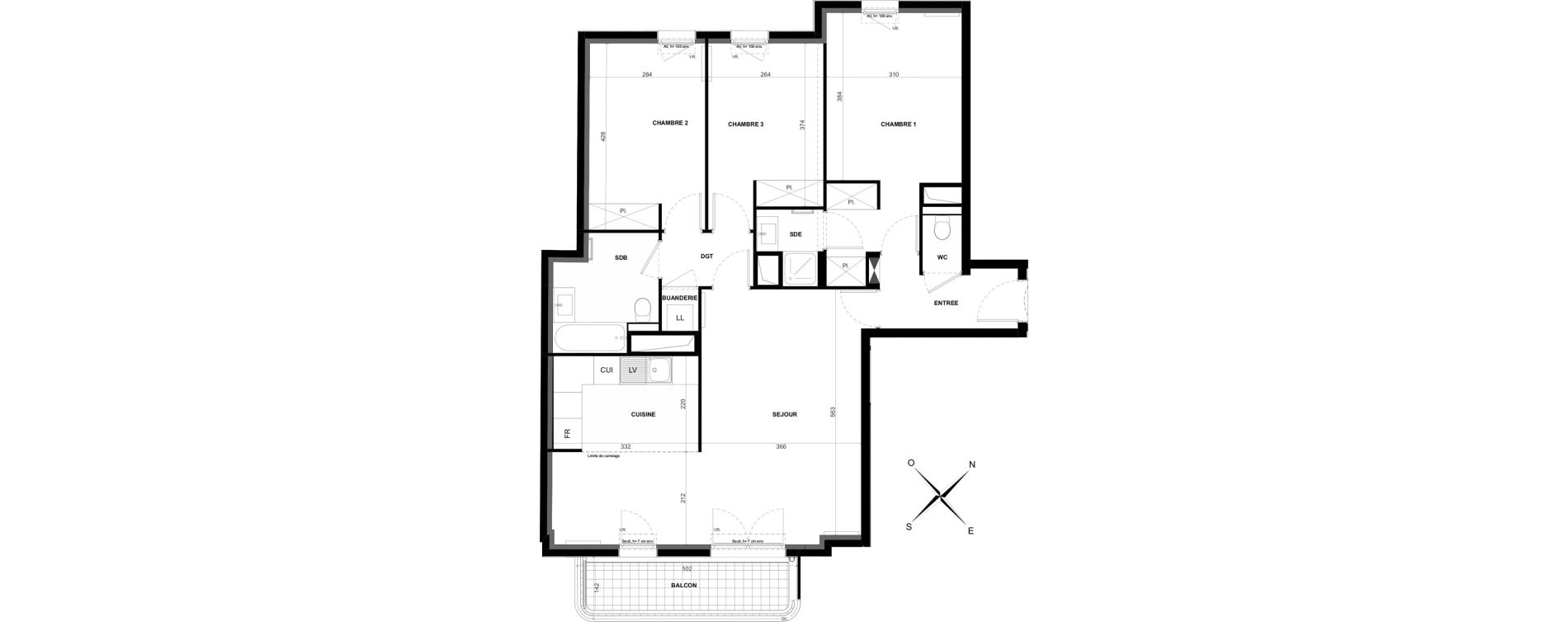 Appartement T4 de 90,24 m2 &agrave; Clichy Entr&eacute;e de ville