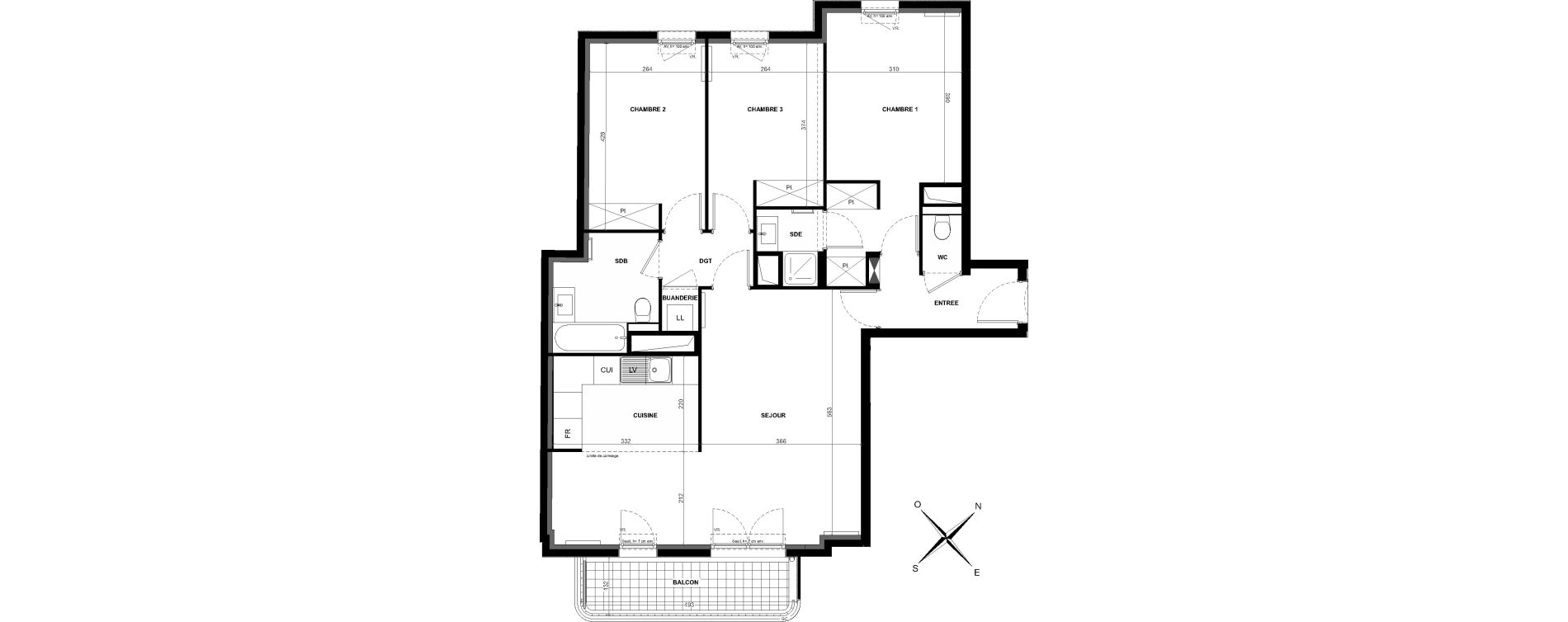 Appartement T4 de 90,13 m2 &agrave; Clichy Entr&eacute;e de ville