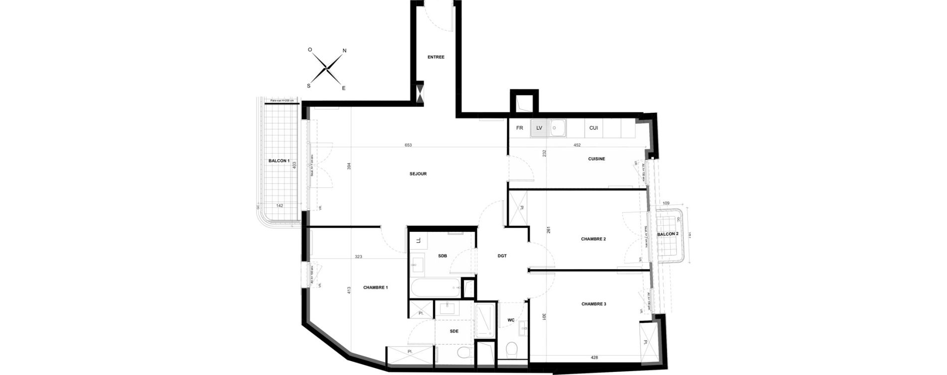Appartement T4 de 91,52 m2 &agrave; Clichy Entr&eacute;e de ville