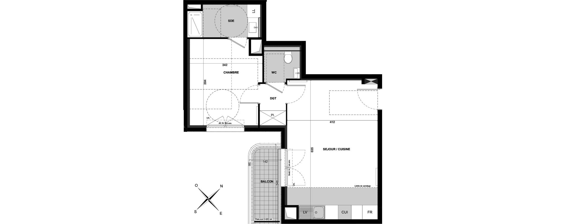 Appartement T2 de 47,24 m2 &agrave; Clichy Entr&eacute;e de ville