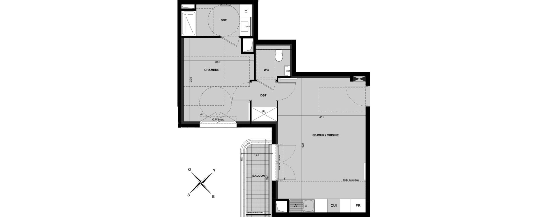 Appartement T2 de 47,24 m2 &agrave; Clichy Entr&eacute;e de ville