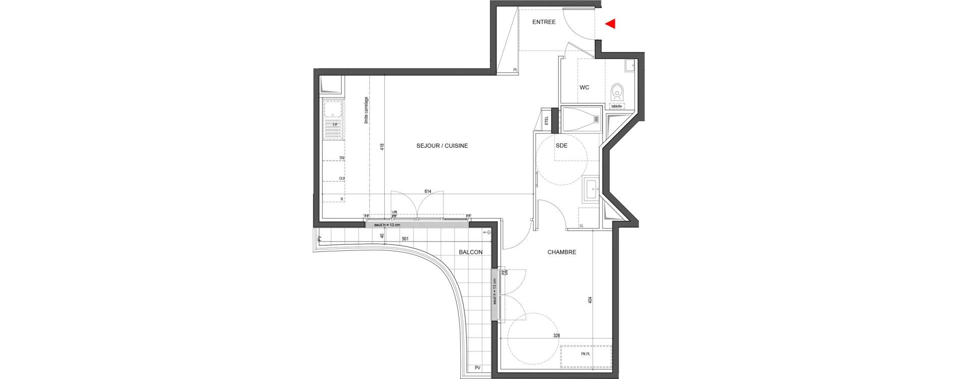 Appartement T2 de 53,85 m2 &agrave; Clichy Centre