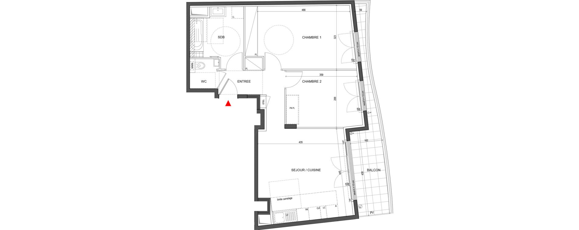 Appartement T3 de 63,80 m2 &agrave; Clichy Centre