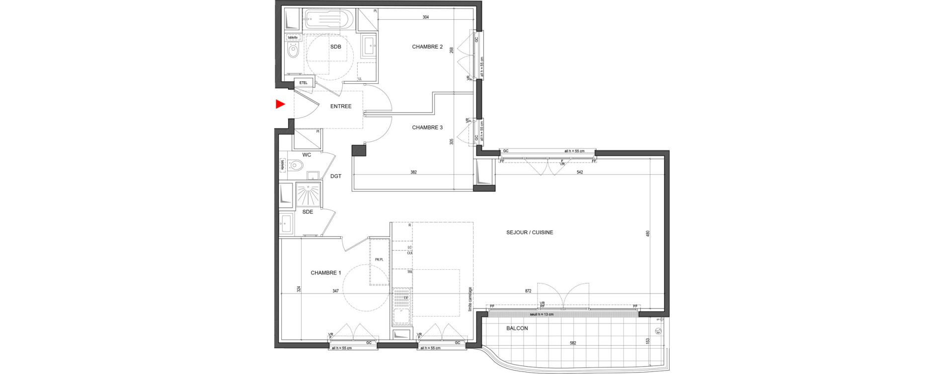 Appartement T4 de 89,65 m2 &agrave; Clichy Centre