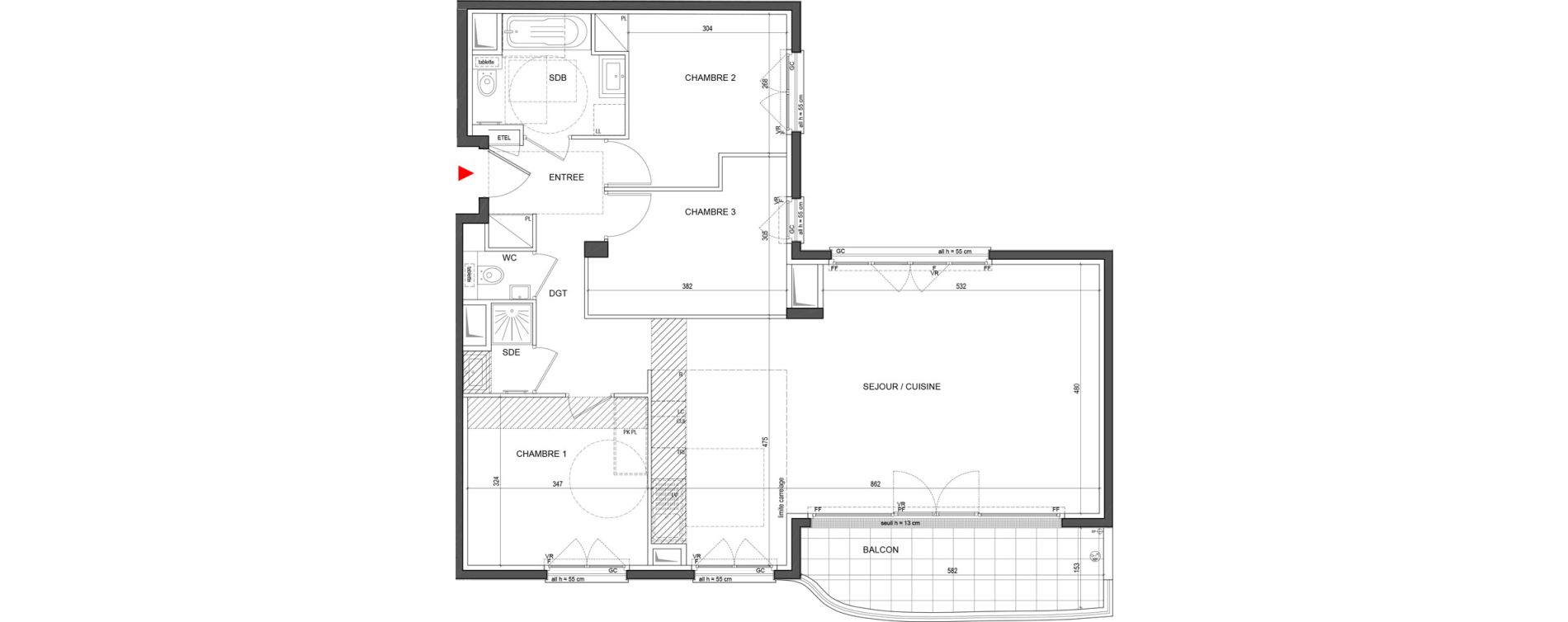 Appartement T4 de 89,15 m2 &agrave; Clichy Centre