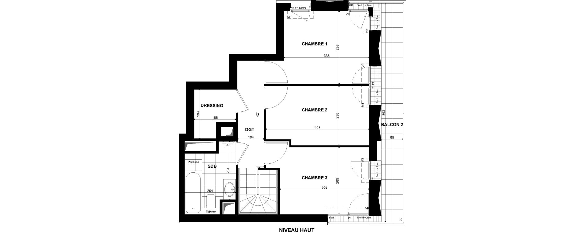 Duplex T4 de 76,80 m2 &agrave; Clichy Bac d'asni&egrave;res