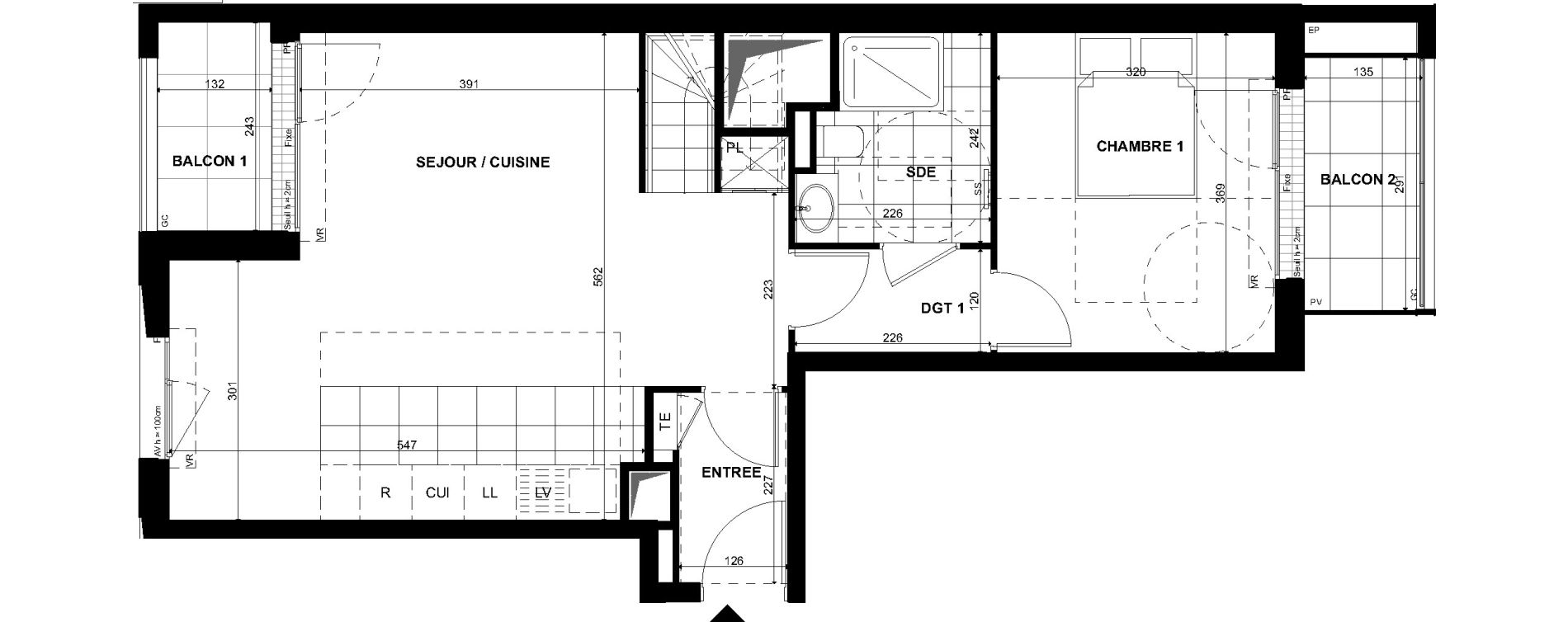 Duplex T5 de 103,30 m2 &agrave; Clichy Bac d'asni&egrave;res