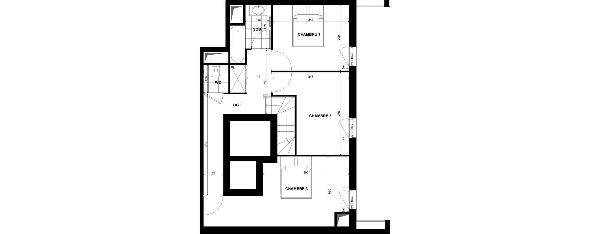 Duplex T4 de 85,20 m2 &agrave; Clichy Bac d'asni&egrave;res