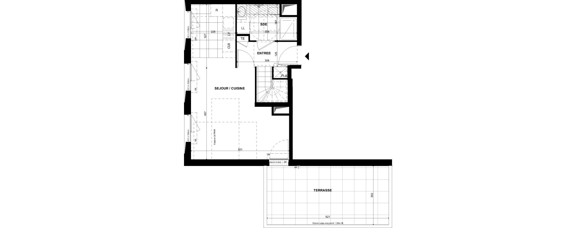 Duplex T4 de 75,90 m2 &agrave; Clichy Bac d'asni&egrave;res