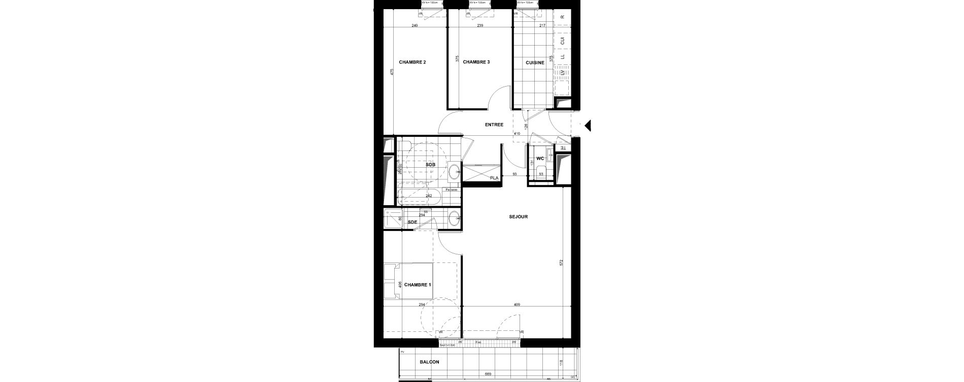 Appartement T4 de 82,70 m2 &agrave; Clichy Bac d'asni&egrave;res