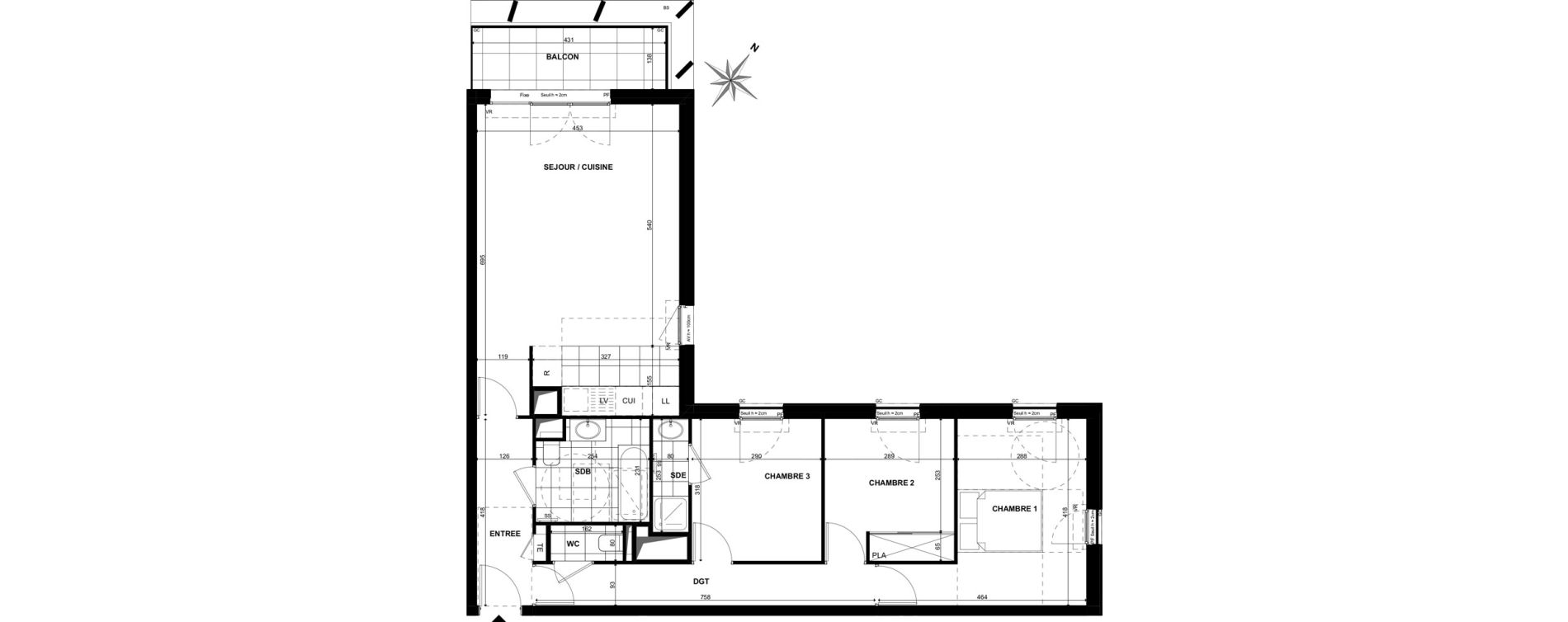 Appartement T4 de 84,20 m2 &agrave; Clichy Bac d'asni&egrave;res