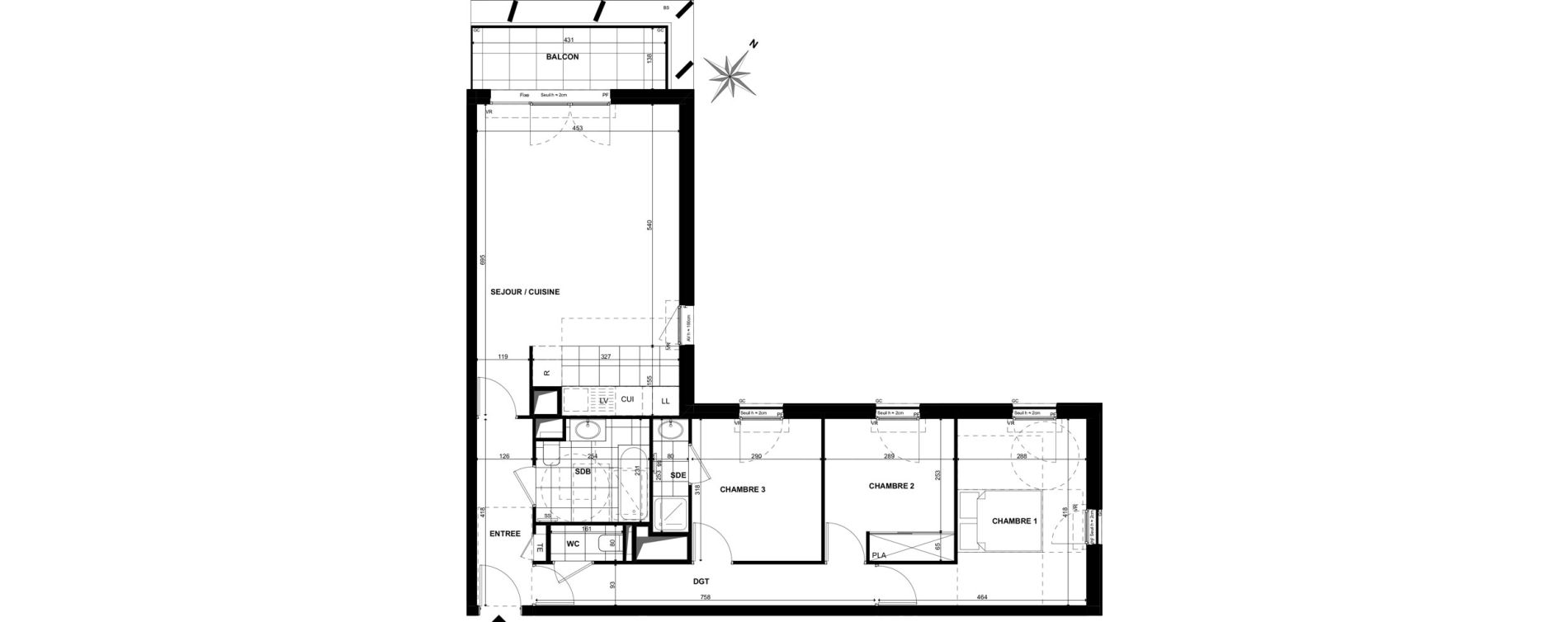 Appartement T4 de 84,20 m2 &agrave; Clichy Bac d'asni&egrave;res