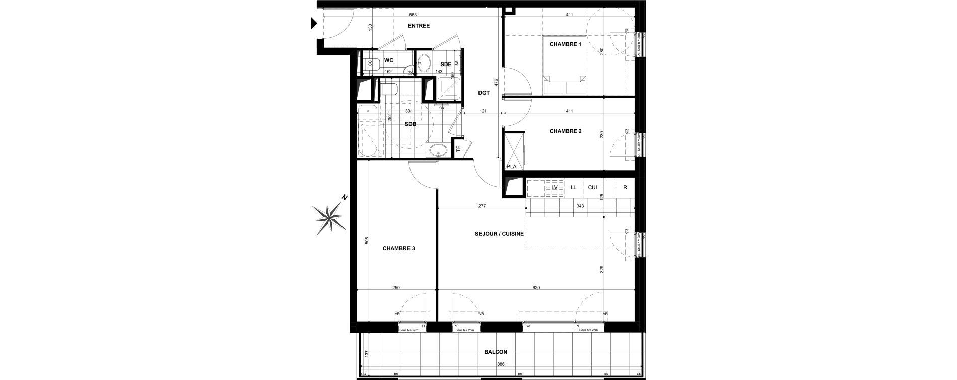 Appartement T4 de 83,50 m2 &agrave; Clichy Bac d'asni&egrave;res