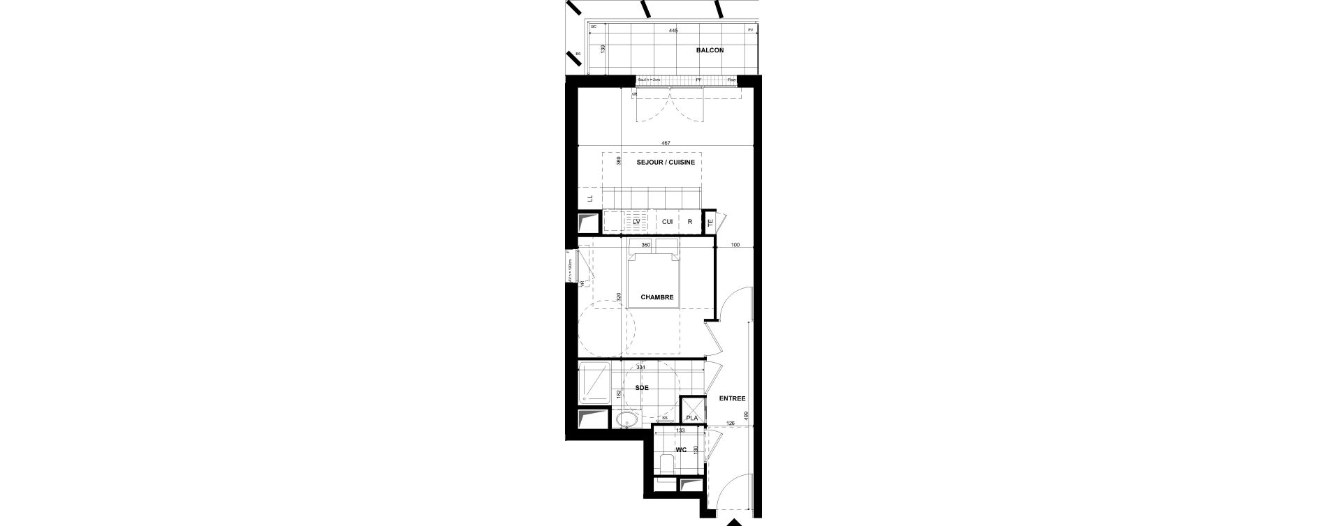 Appartement T2 de 44,20 m2 &agrave; Clichy Bac d'asni&egrave;res