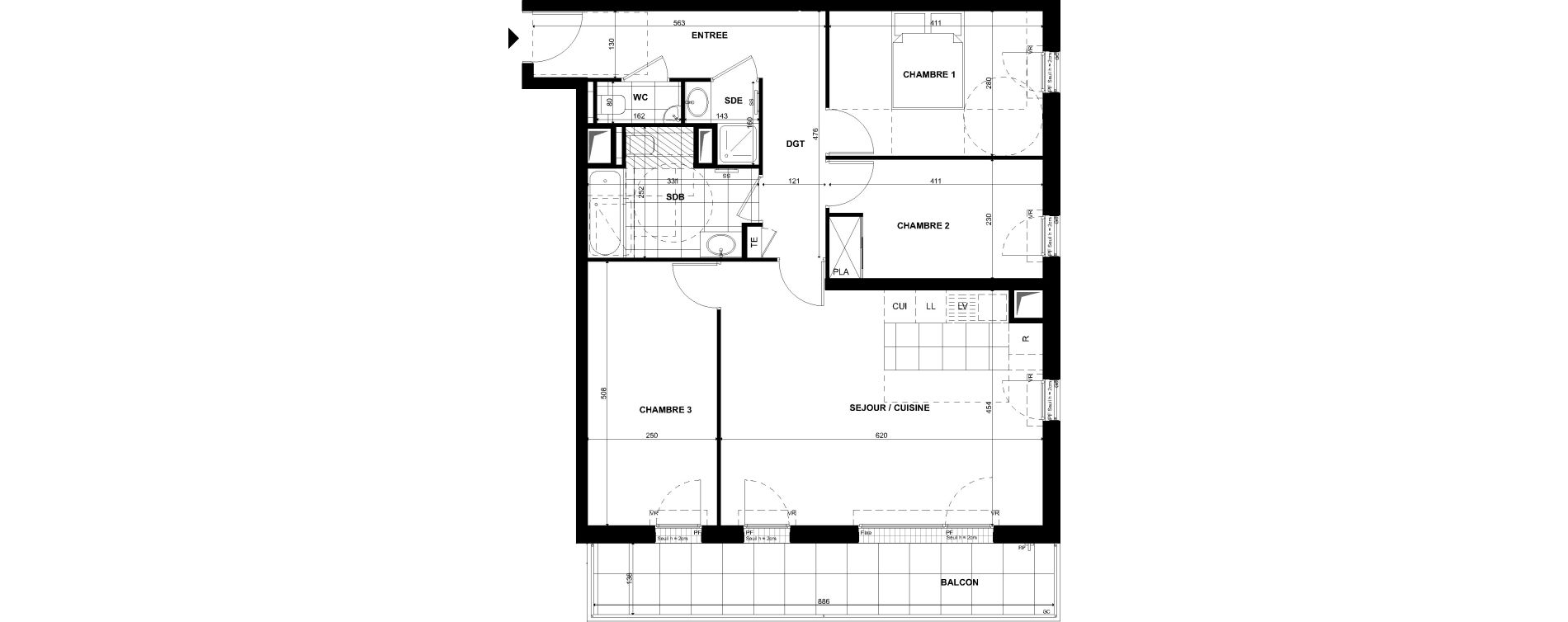 Appartement T4 de 83,50 m2 &agrave; Clichy Bac d'asni&egrave;res